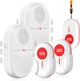 Daytech Wireless Caregiver Pager & SOS Call Bell System - Elderly Patient Alert with 3 Remind Buttons & 2 Vibrating Receivers