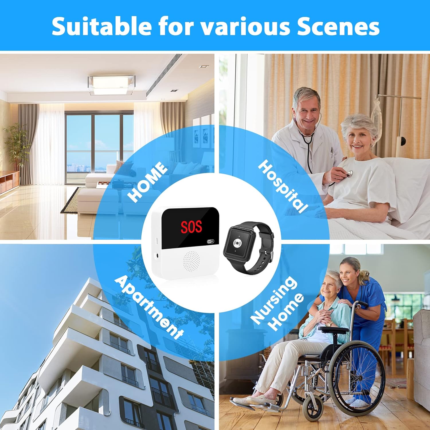 Daytech Stay Connected and Provide Peace of Mind with the Smart WiFi Caregiver Pager System and Alert Watch for Seniors and Patients