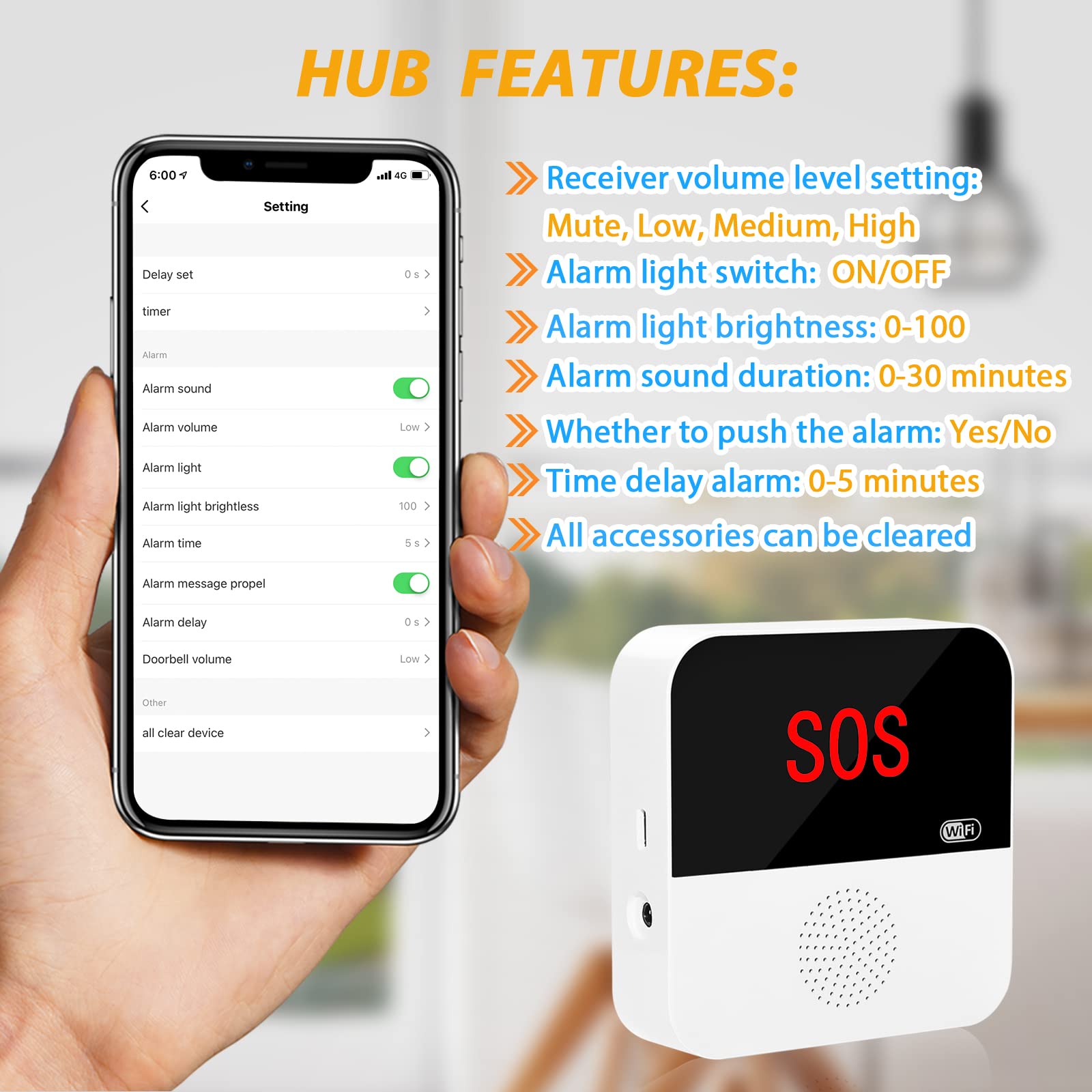 CallToU WiFi Smart Wireless Caregiver Pager Call Button System Emergency Alert System Fall Alert Device for Elderly Patient Seniors Disabled 1 Receiver CallToU