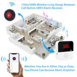 CallToU WiFi Smart Wireless Caregiver Pager Call Button System Emergency Alert System Fall Alert Device for Elderly Patient Seniors Disabled 1 Receiver CallToU