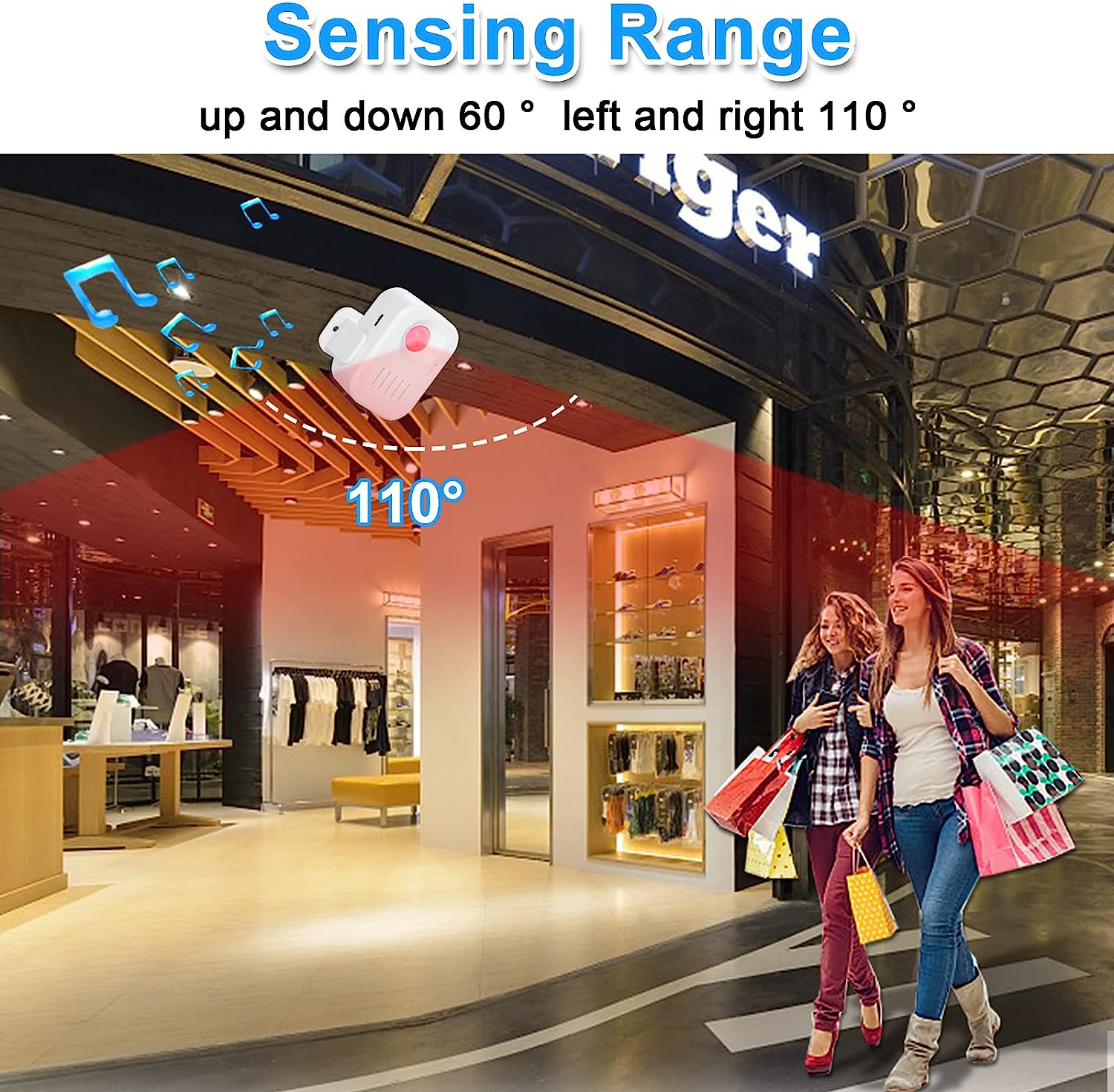 CallTou Motion Sensor Alarm,Indoor Wireless Infrared Motion Detector with 13 Welcome Chime,Recordable Motion Sensor Door Chime for Business Home Store Shop(with Recording) CallToU