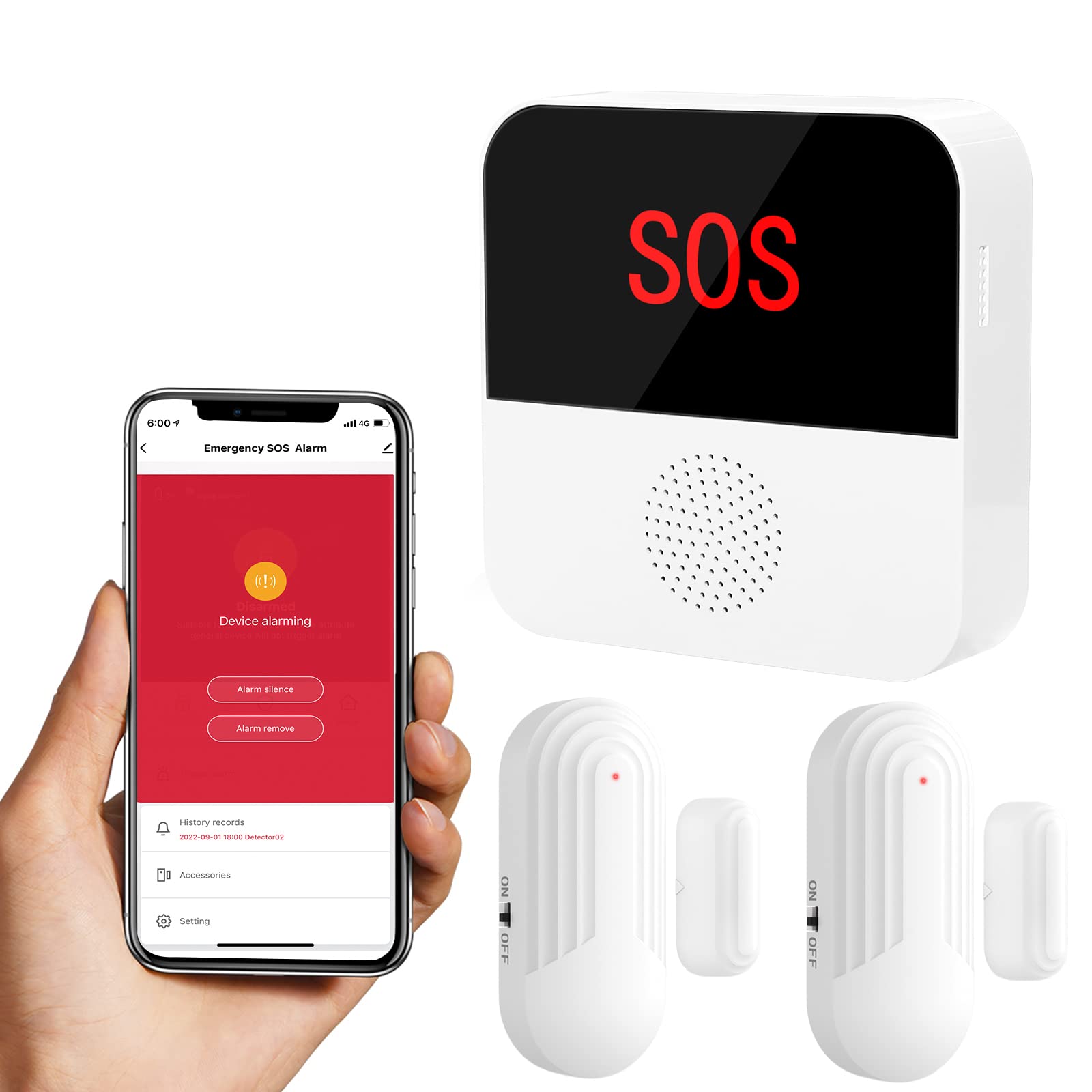 CallToU WiFi Smart Wireless Caregiver Pager Door Alarms for Dementia Patients Door Chimes with 2 Door Sensors 1 Receiver CallToU