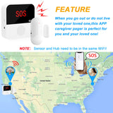 CallToU WiFi Smart Wireless Caregiver Pager Door Alarms for Dementia Patients Door Chimes with 2 Door Sensors 1 Receiver CallToU