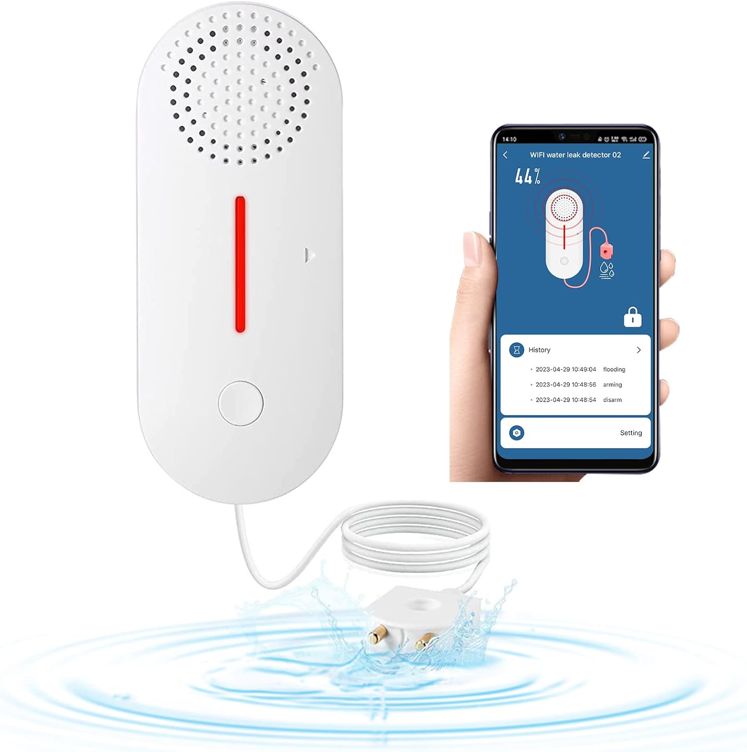 Smart Water Leak Detector & Water Level Sensor - WiFi Alarm System with 100dB Alert - DAYTECH 2 in 1 Monitoring Solution