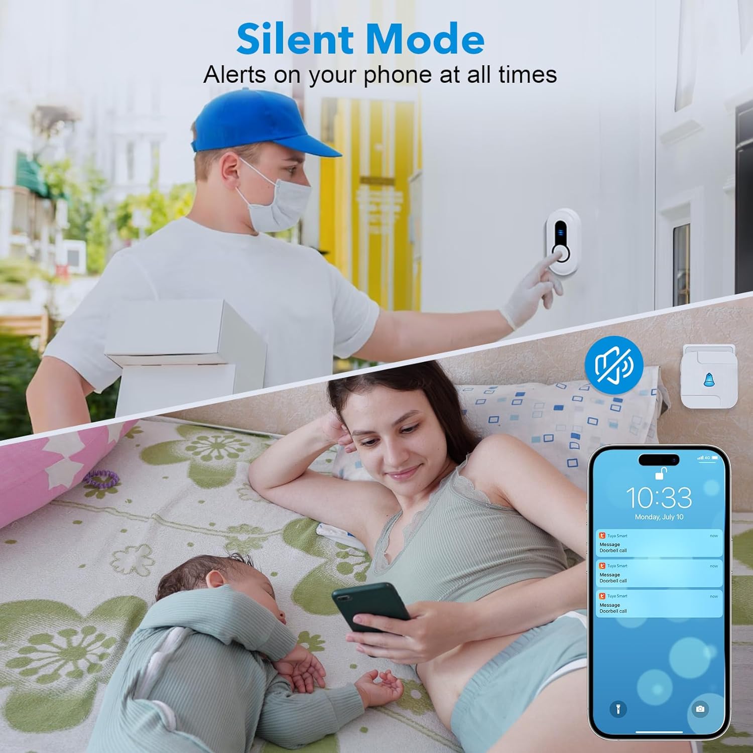 Daytech Smart WiFi Doorbell Kit with Tuya App Control - Ring Your Way into the Future Doorbell Chime for Classroom