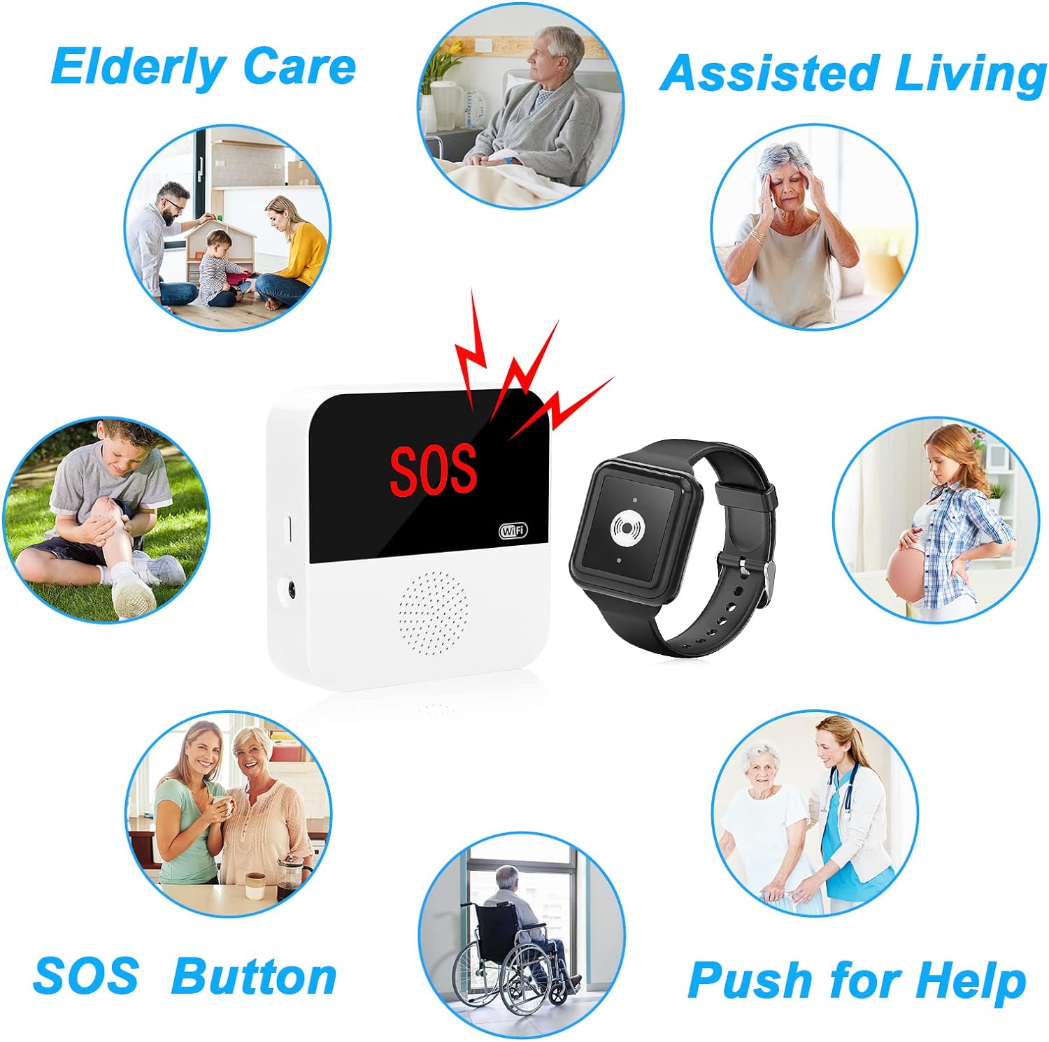 Daytech Stay Connected and Provide Peace of Mind with the Smart WiFi Caregiver Pager System and Alert Watch for Seniors and Patients