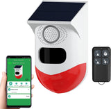 Daytech Alarme solaire à détecteur de mouvement extérieur avec sirène 130 dB et contrôle par application Tuya – Protégez votre maison, villa, ferme et plus encore avec une sécurité intelligente