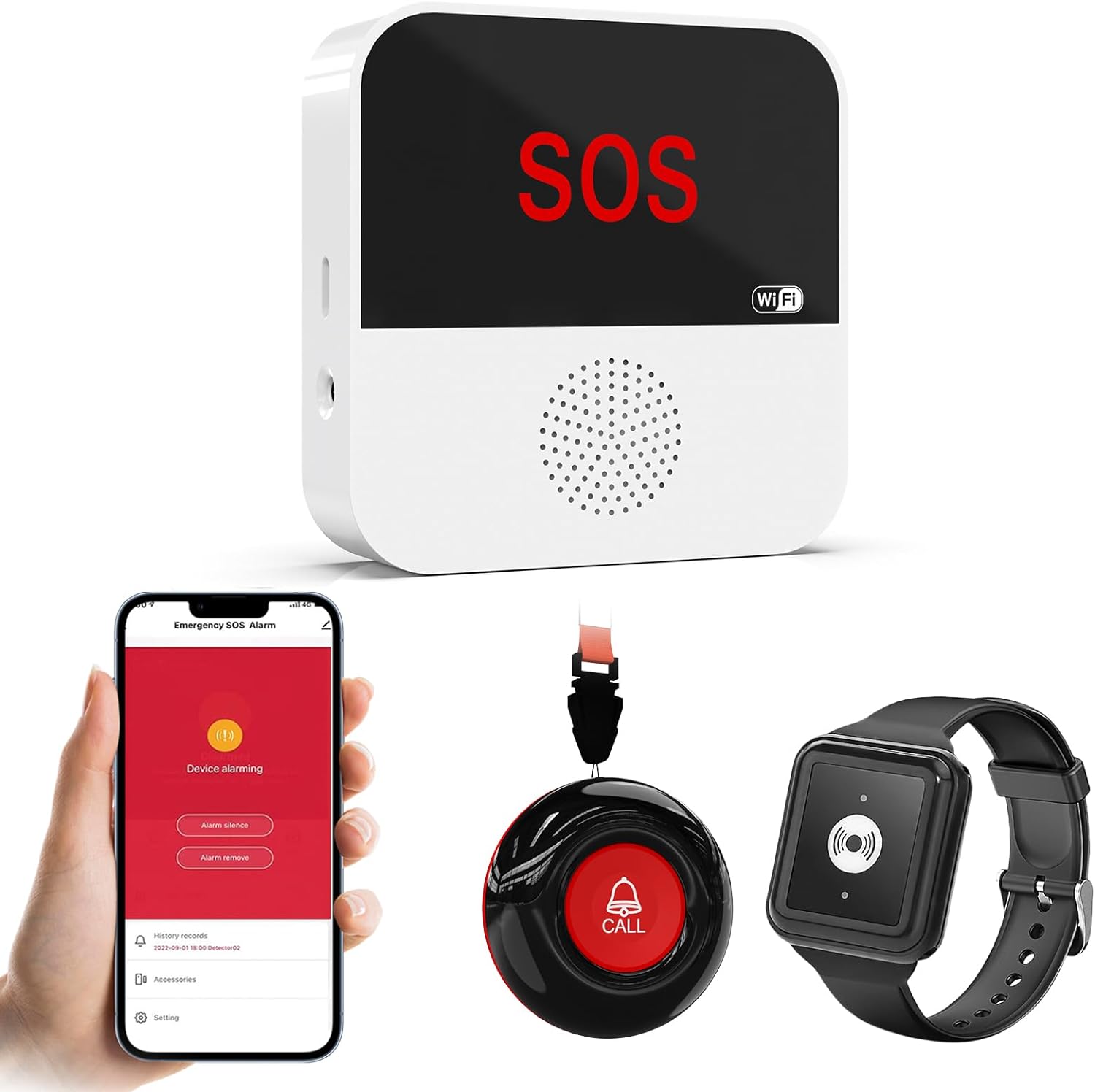 Daytech WiFi Caregiver Pager Call Button Life Alert Systems for Seniors No Monthly Fee Emergency Button for Elderly Patient Disabled
