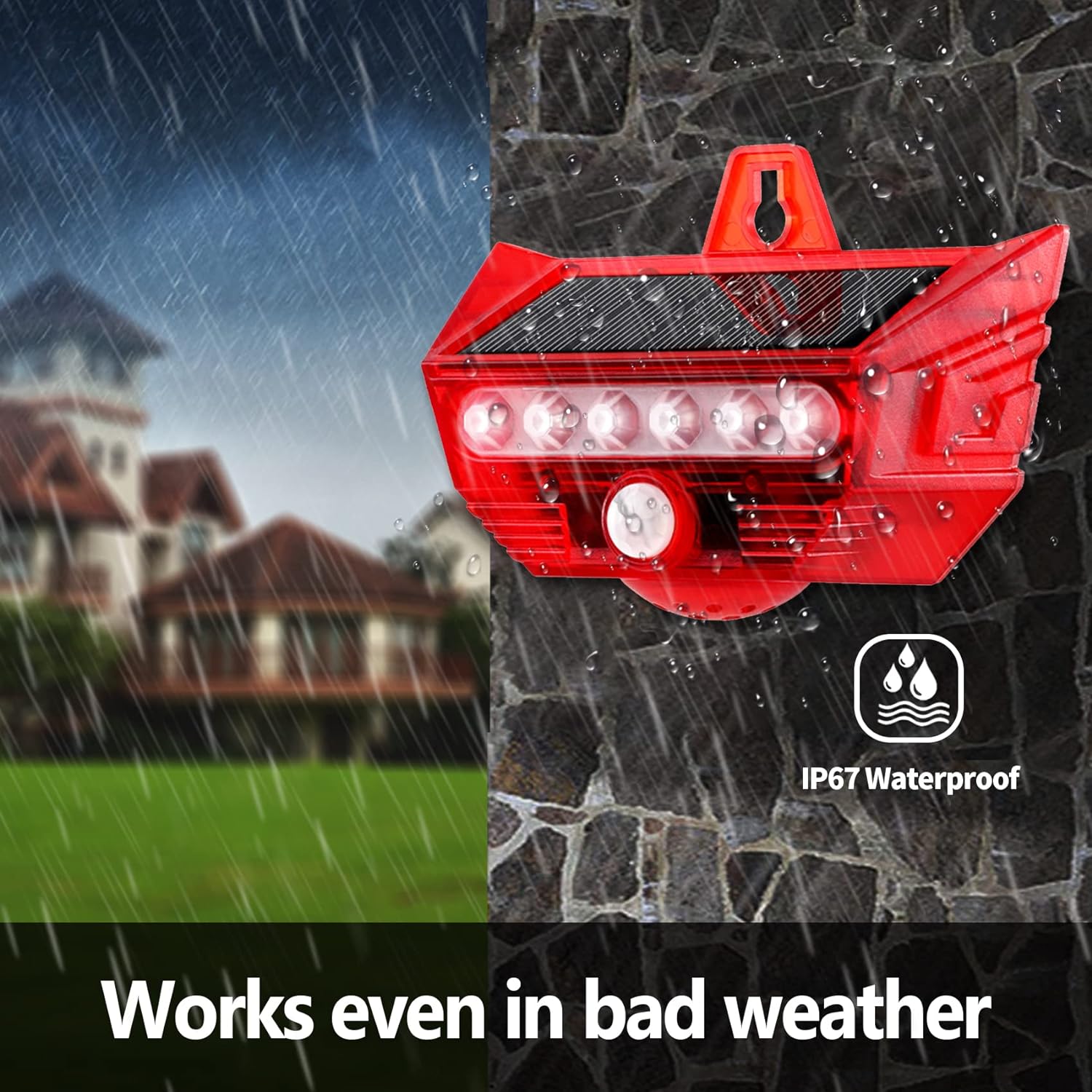 Daytech 129db Motion Sensor Alarm Light | Outdoor Security with Remote Control | IP65 Waterproof Solar Siren for Driveway, Home, Farm | 4 Modes