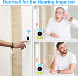 CallToU Wireless Doorbell Battery Operated Vibrating LED Flashing for Home Hearing Impaired Doorbell chime Kit,Battery Powered 4 Working Modes 5 Volume Level CallToU
