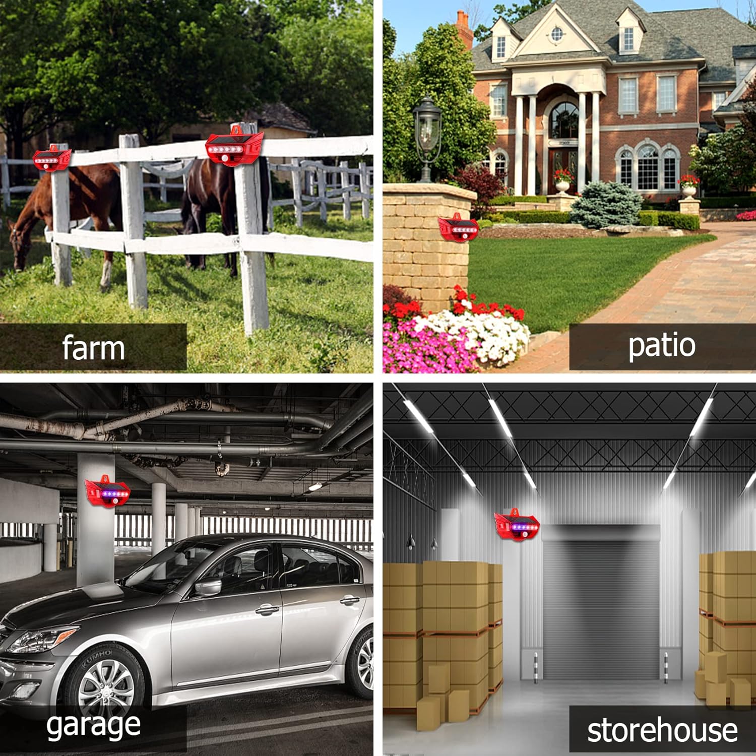 Daytech 129db Motion Sensor Alarm Light | Outdoor Security with Remote Control | IP65 Waterproof Solar Siren for Driveway, Home, Farm | 4 Modes