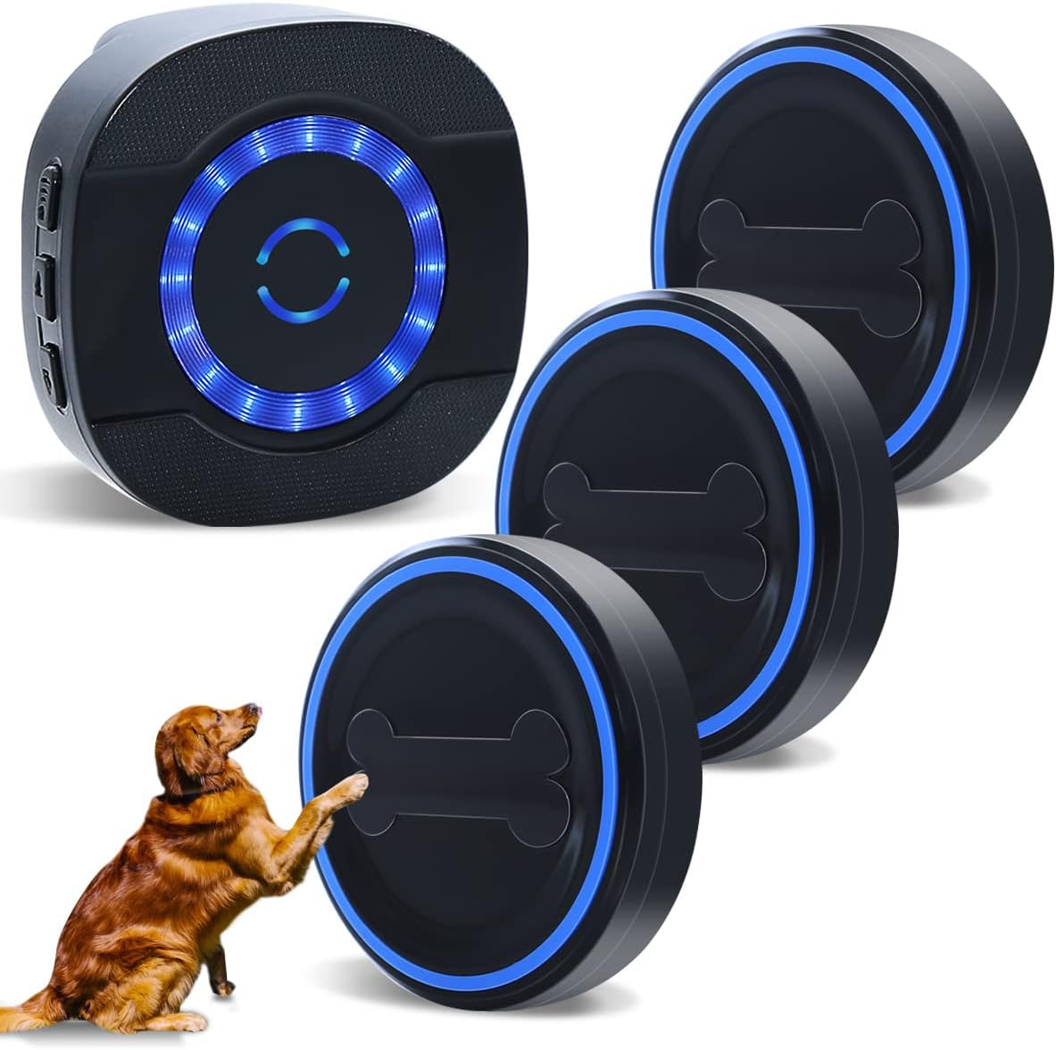 CallTou Dog Doorbell for Potty Training Wireless Dog Door Bell 3 Touch Buttons for Dog Doggie Potty Training Communication and 1 Loud Enough Receiver for Puppies Cats CallToU