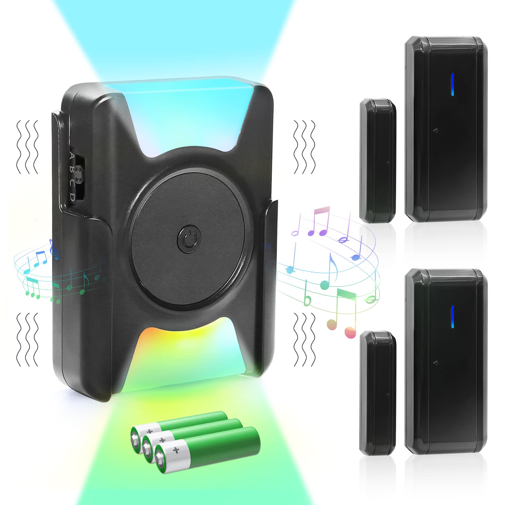CallToU Door Chime Wireless Door Window Sensor Alarm for Door Opens 1000FT Range Enter Alert Chimes for Business Home Store When Entering 2 Sensor 1 Vibrating LED Light Receiver CallToU
