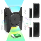 Daytech Carillon de porte sans fil et système d'alerte d'entrée – Portée de 300 m, 2 capteurs, 1 récepteur LED vibrant
