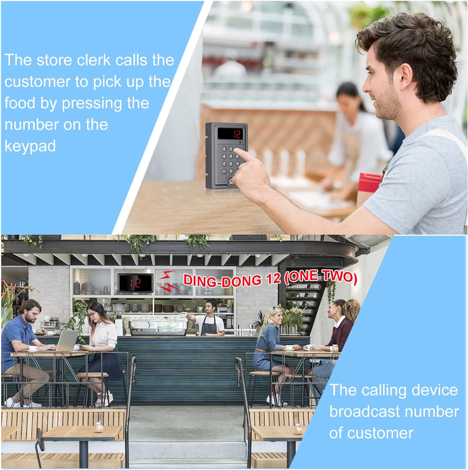 Daytech Wireless Queue System - Restaurant & Clinic Paging - 3-Digit Display - Plug & Play - Long Range - No More Tedious Queues