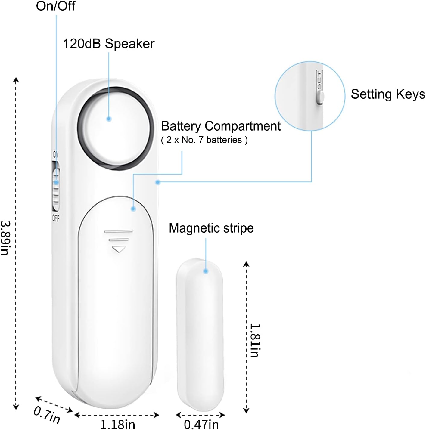 Dayetch: Proteja su espacio con alarmas de puerta (paquete de 3): 120 dB, 4 modos, fácil instalación, alarmas inalámbricas de seguridad para el hogar, para niños y ventanas.