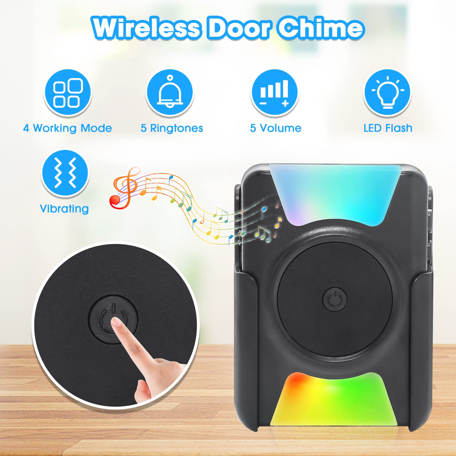CallToU Door Chime Wireless Door Window Sensor Alarm for Door Opens 1000FT Range Enter Alert Chimes for Business Home Store When Entering 2 Sensor 1 Vibrating LED Light Receiver CallToU