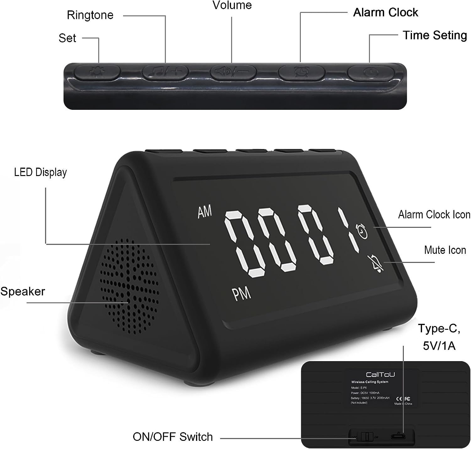 CallToU Wireless Calling System Caregiver Pager for Nurses Station 10 Waterproof Alert Call Buttons with 1 Display Receiver for Clinic Restaurant Nursing Home Patients Seniors CallToU