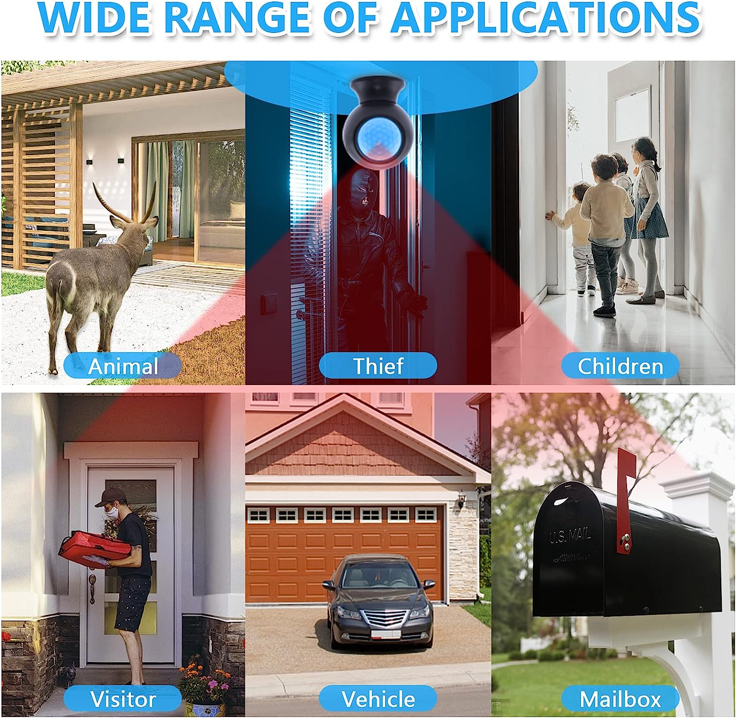 CallToU Door Chime Motion Sensor Wireless Door Chime Motion Detect Alarm Sensor with 500FT Range 55 Chimes 5 Volume Level LED Indicators Door Chime CallToU