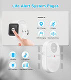 CallToU Wireless Caregiver Pager Watch Call Button Nurse Alert System Home Call Bell for Seniors Disabled Emergency Vibration Pager 1 Transmitter+1 Receiver CallToU