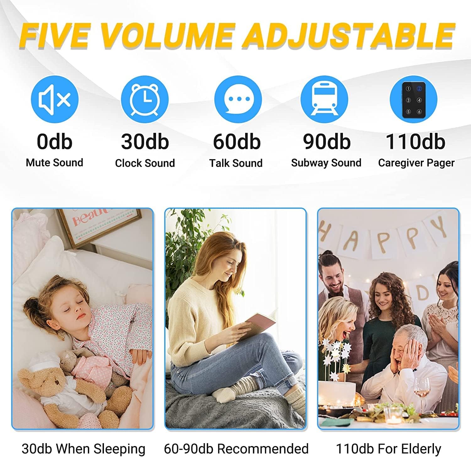 Daytech Wireless Nurse Call System with LED Number Display & 500Ft Range - Easy Installation, Panic Button, and Elderly Caregiver Alert