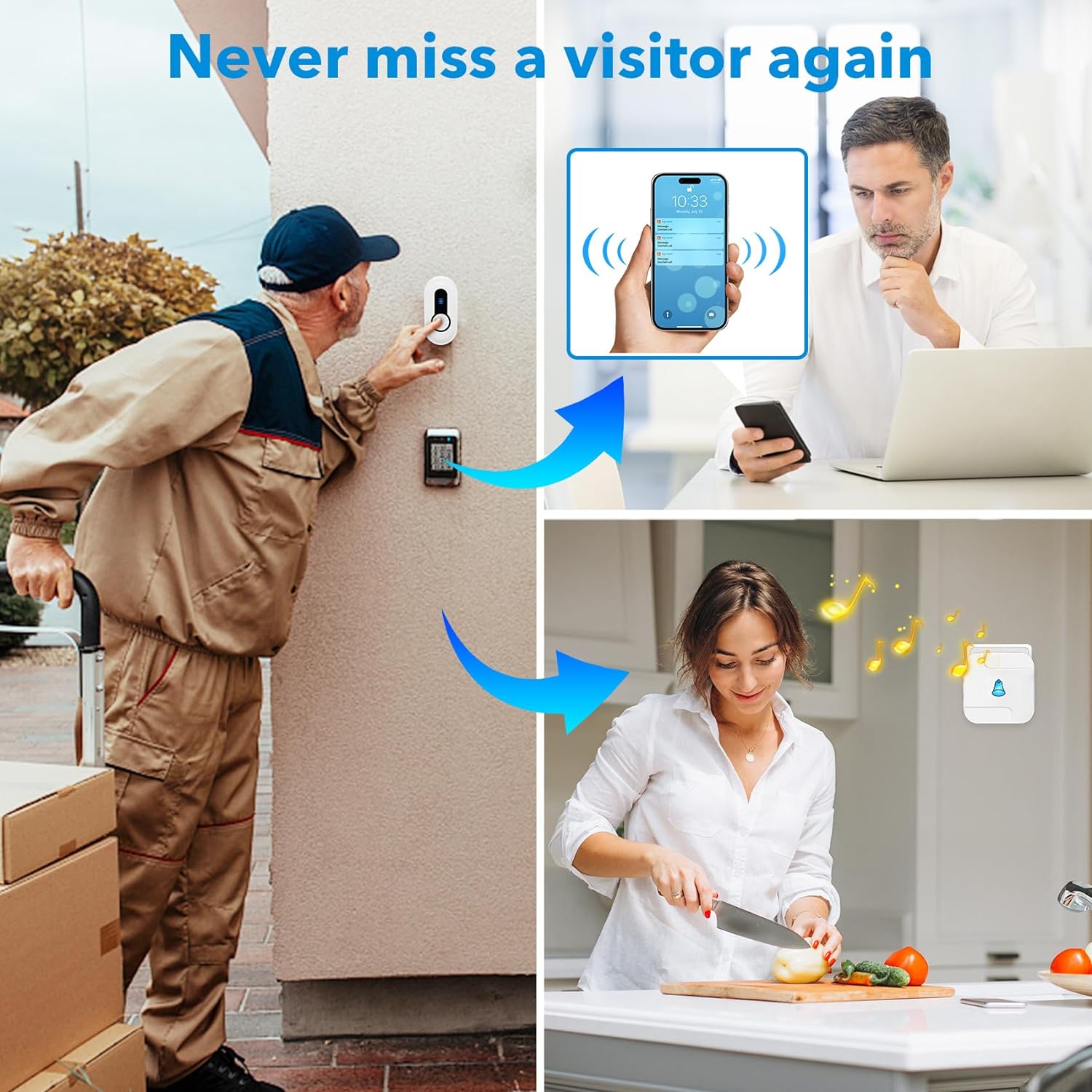 Daytech Smart WiFi Doorbell Kit with Tuya App Control - Ring Your Way into the Future Doorbell Chime for Classroom