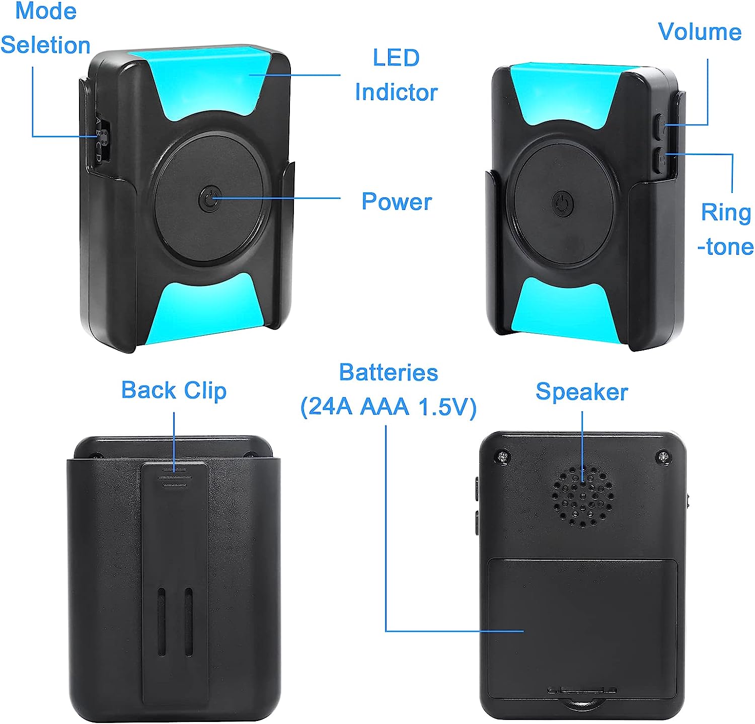 Daytech Caregiver Pager: Wireless Vibration Alert System for Peace of Mind - 1000FT Range, Perfect for Hard of Hearing Caregivers