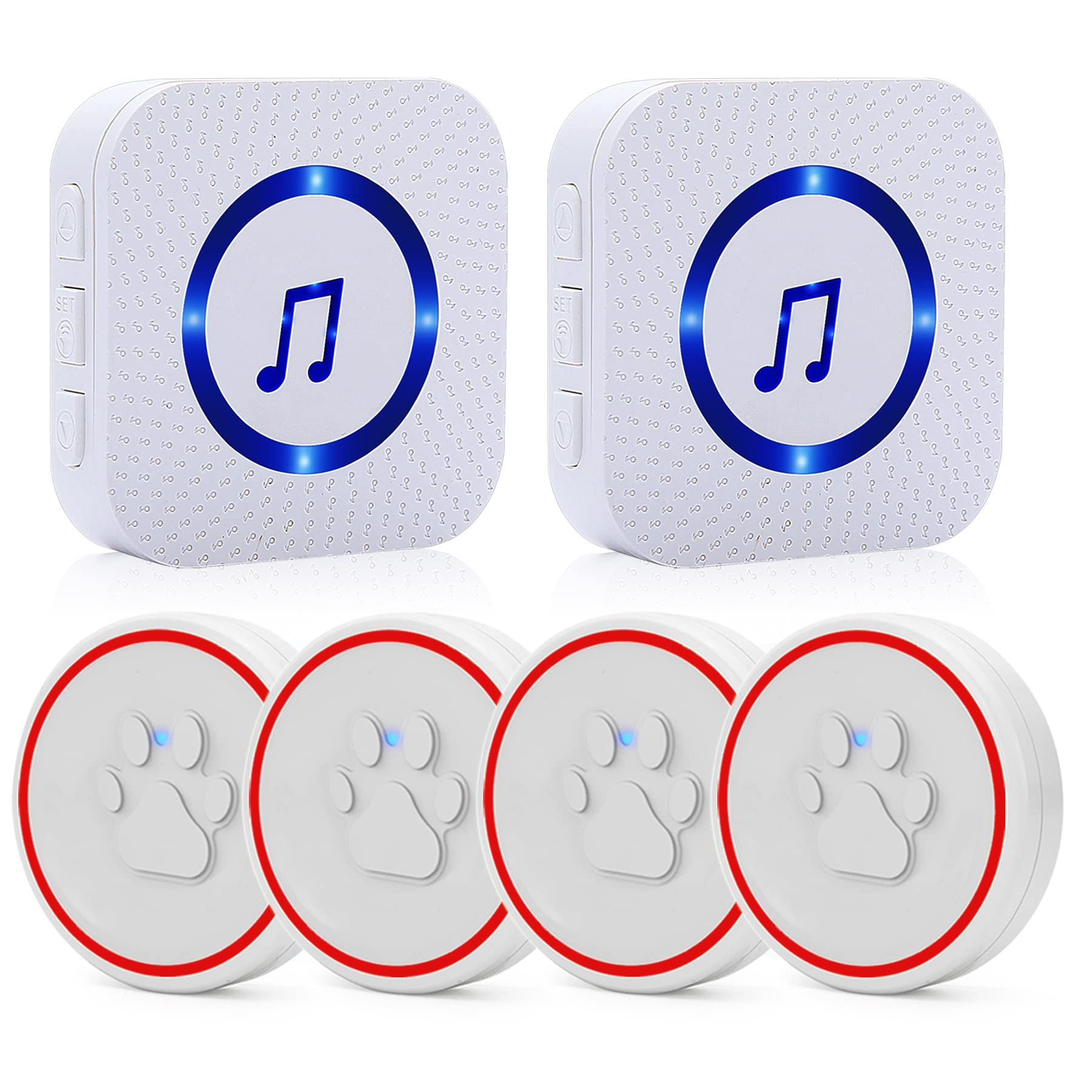 CallToU Dog Doorbells-Dog Door Bell for Potty Training-Wireless Doggie Buttons for Go Outside Communication with IP55 Touch Type Buttons, 5 Levels Volume 55 Ringtones Receiver CallToU