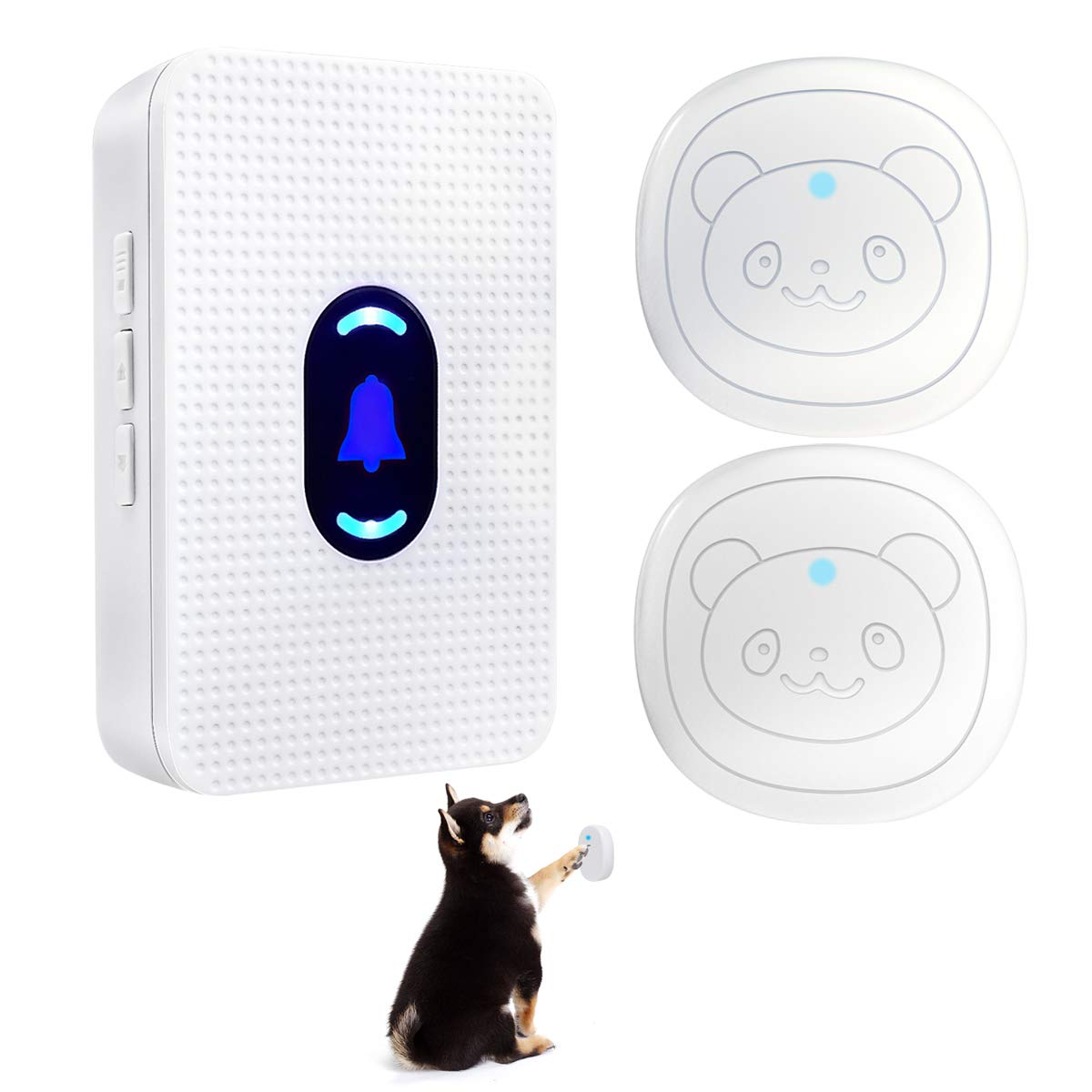 CallToU Dog Bell for Door Potty Training/Potty Doorbells for Dogs/Dog Door Bell for Potty Training/Doggie Doorbells with 55 Melodies 5 Volume Levels LED Flash (3 Touch Buttons) CallToU