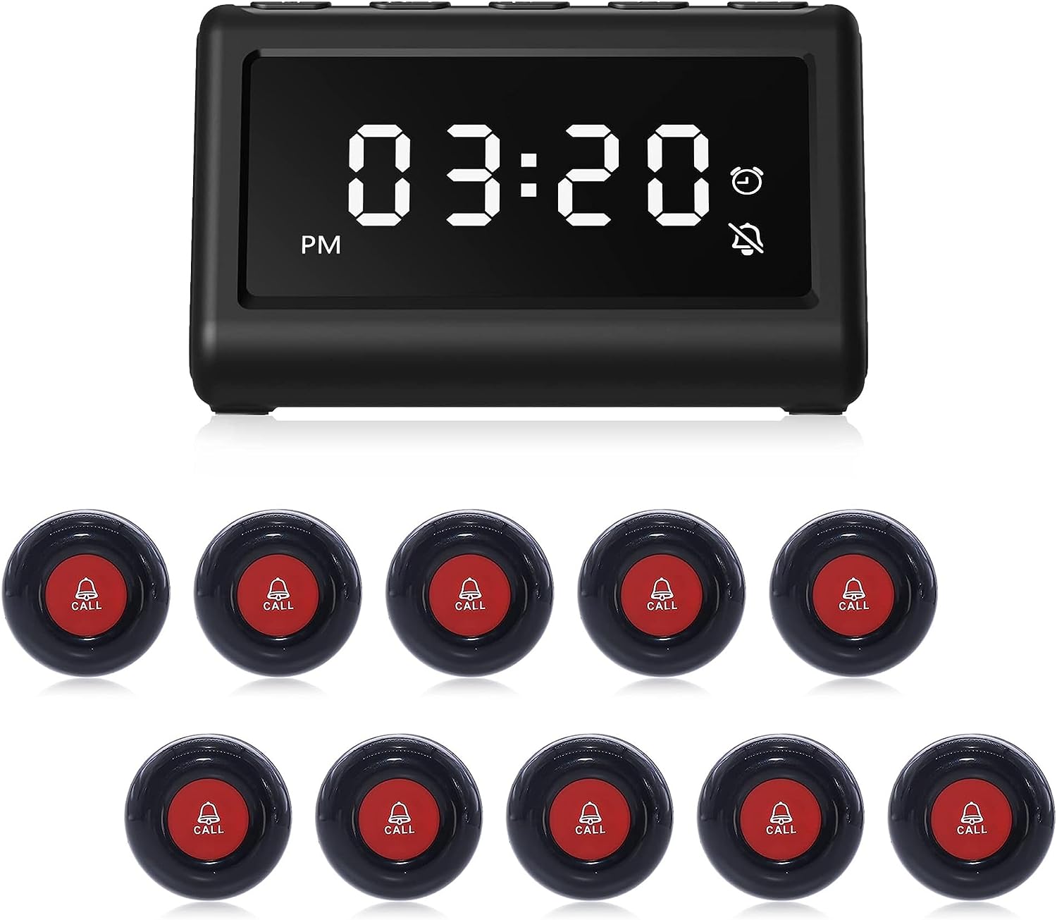 CallToU Wireless Calling System Caregiver Pager for Nurses Station 10 Waterproof Alert Call Buttons with 1 Display Receiver for Clinic Restaurant Nursing Home Patients Seniors CallToU