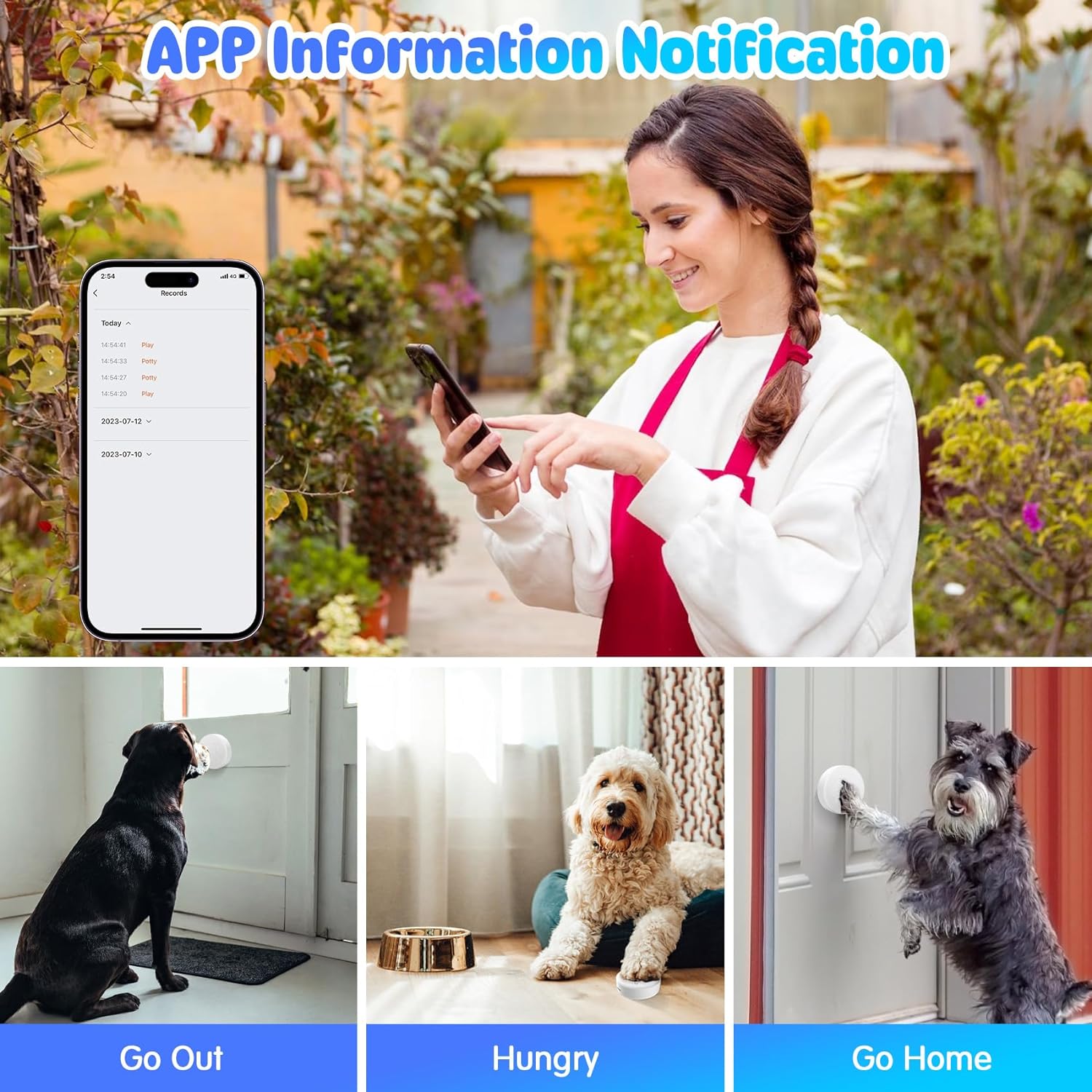 Timbre inteligente WiFi para perros Daytech para entrenamiento para ir al baño y una vida tranquila