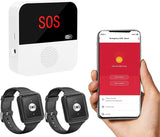 CallTou WiFi Caregiver Pager Call Button Nurse Call System Emergency Button for Elderly Patient Seniors Disabled 2 Watch Buttons 1 Receiver CallToU