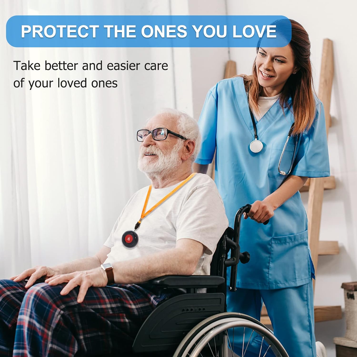 Daytech Wireless Nurse Call System with LED Number Display & 500Ft Range - Easy Installation, Panic Button, and Elderly Caregiver Alert