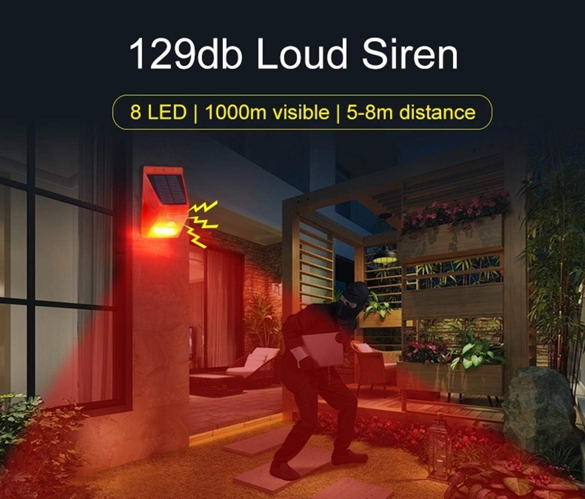 CallToU Solar Strobe Light with Remote Controller Motion Detector Outdoor Alarm Light 129db Sound Security Siren Light IP65 Waterproof Protected for Your Home Villa Baren Farm Yard 2 Pack CallToU
