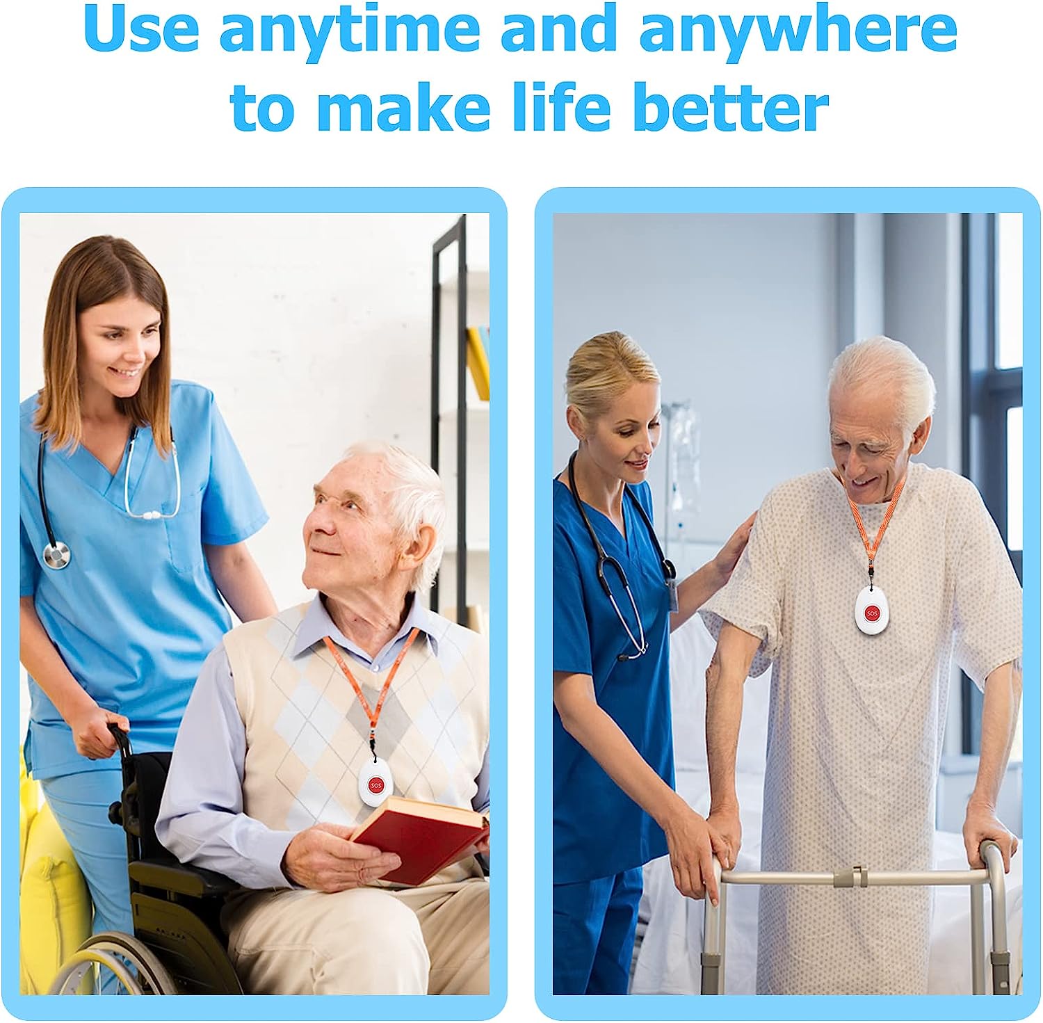 CallToU Wireless Caregiver Pager Call Button Nurse Alert System Call Bell for Home Elderly Patient Emergency(Need Pair with Receiver to Work) CallToU