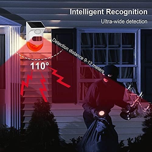CallToU Solar Strobe Alarm Light with Motion Sensor Siren Outdoor Alarm Siren with Remote Controller 120db Sound Security Siren Light IP67 Waterproof and 4 Mode (1Pack) CallToU