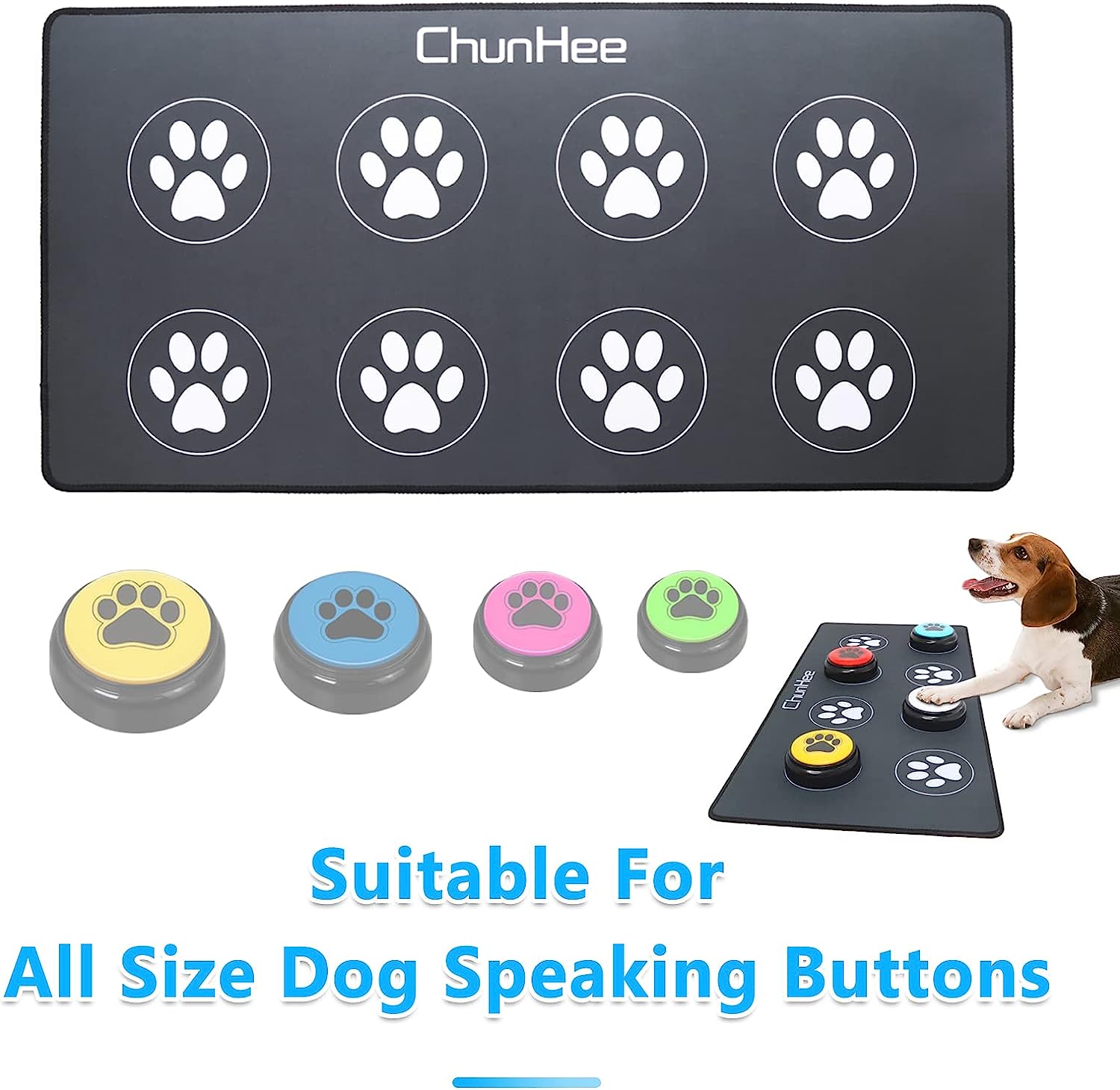 CallToU Dog Button Mat for Dog Communication Buttons - Dog Buttons for Communication Board with Stickers Dog Speaking Word Training Talking Button Pad (Buttons Not Included) CallToU