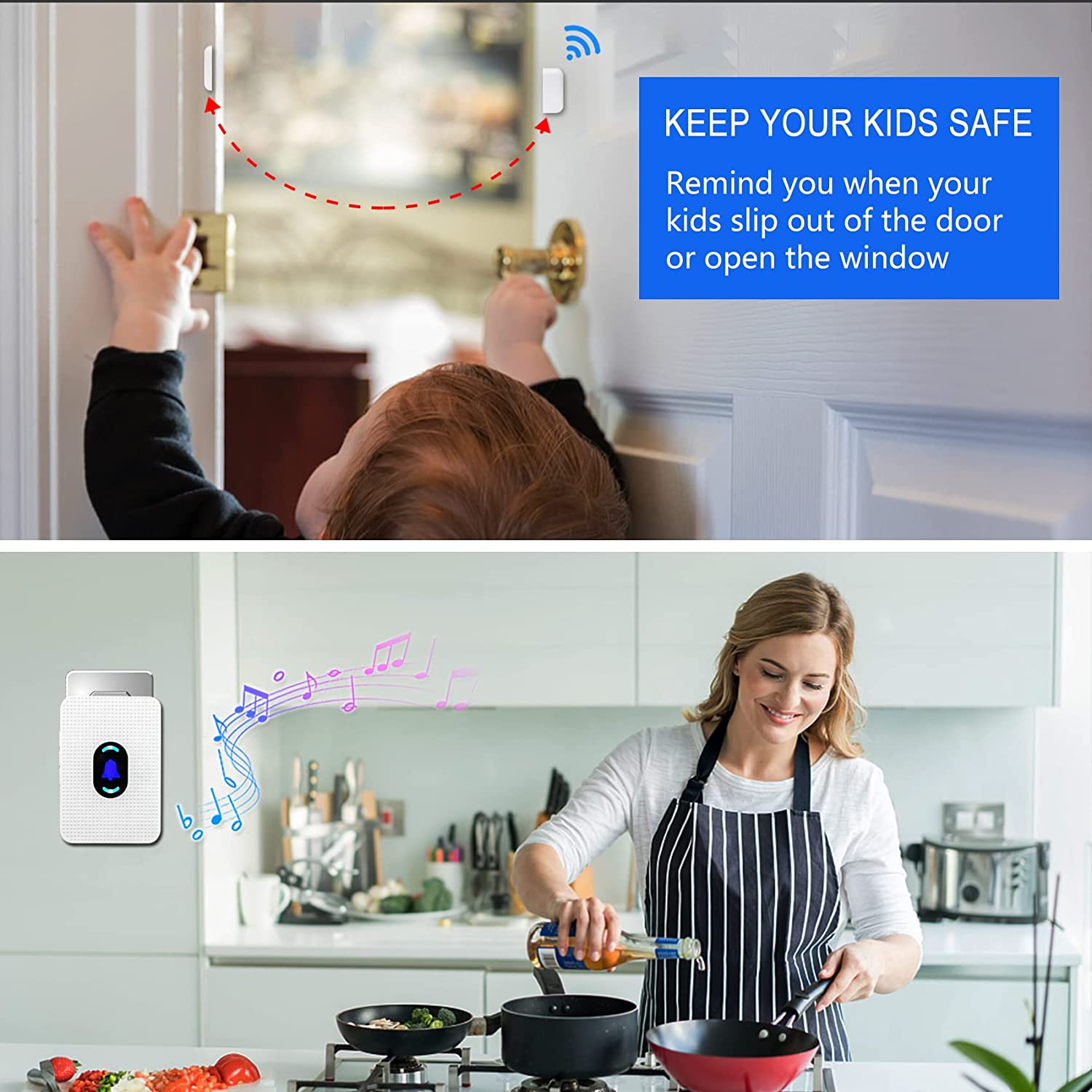 Daytech Door Chime Wireless Door Sensor Alarm Door Entry Chime with 600 FT Range with 55 Chimes 5 Volumes CallToU