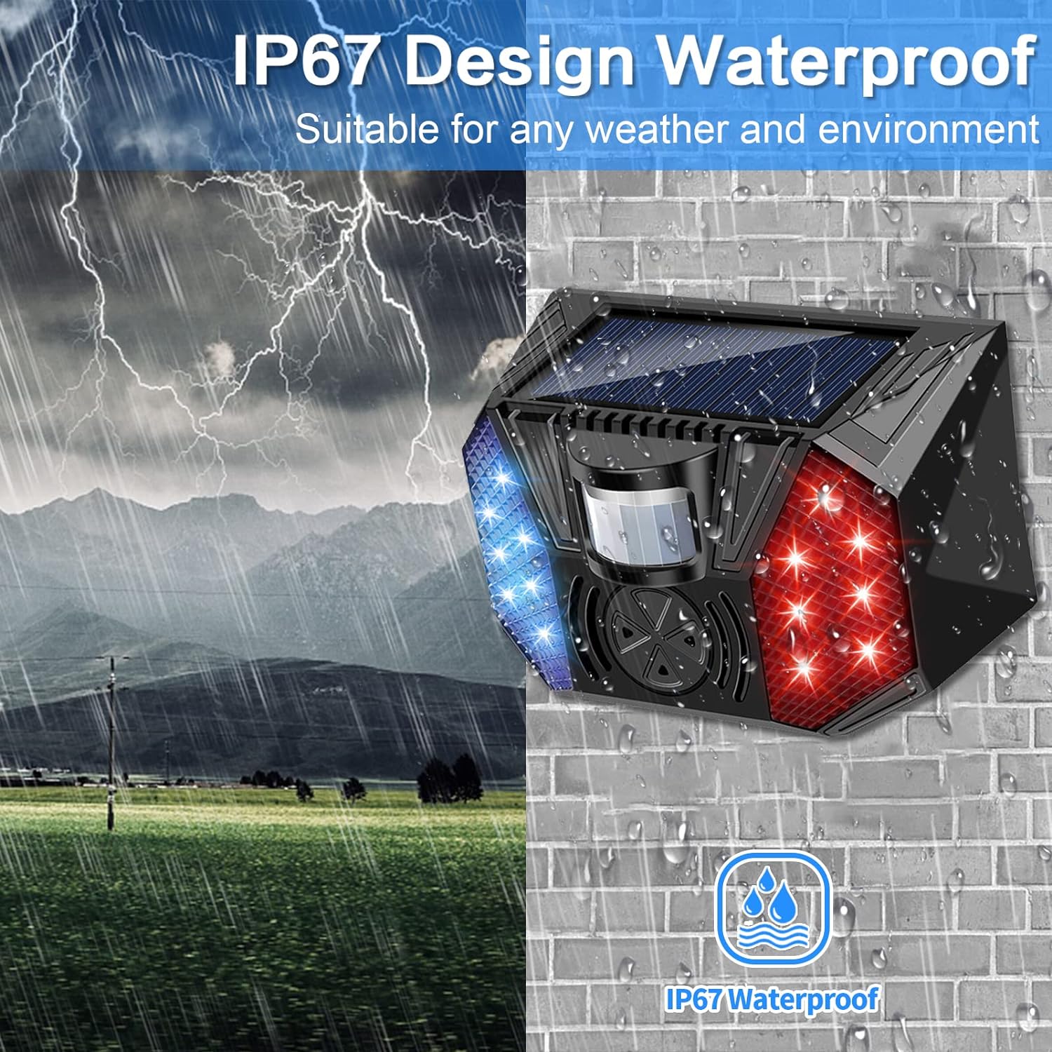 Daytech Solar Motion Sensor Alarms - 129db Security Siren, IP67 Waterproof, 4 Modes - Set of 2 for Home, Farm, Barn, Villa, Yard Protection