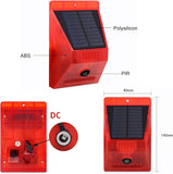 CallToU Solar Strobe Light with Remote Controller Motion Detector Outdoor Alarm Light 129db Sound Security Siren Light IP65 Waterproof Protected for Your Home Villa Baren Farm Yard 2 Pack CallToU