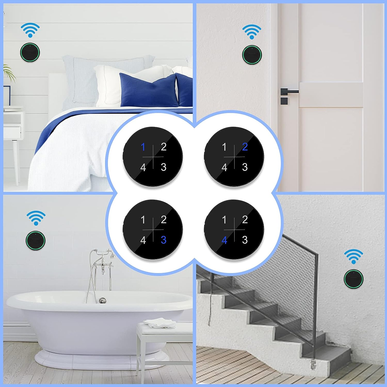 CallTou Dog Door Bell Smart Doggy Doorbell for Potty Training/Go Outside/Housebreaking 4 Waterproof Touch Buttons 1 Number Display Receivers CallToU