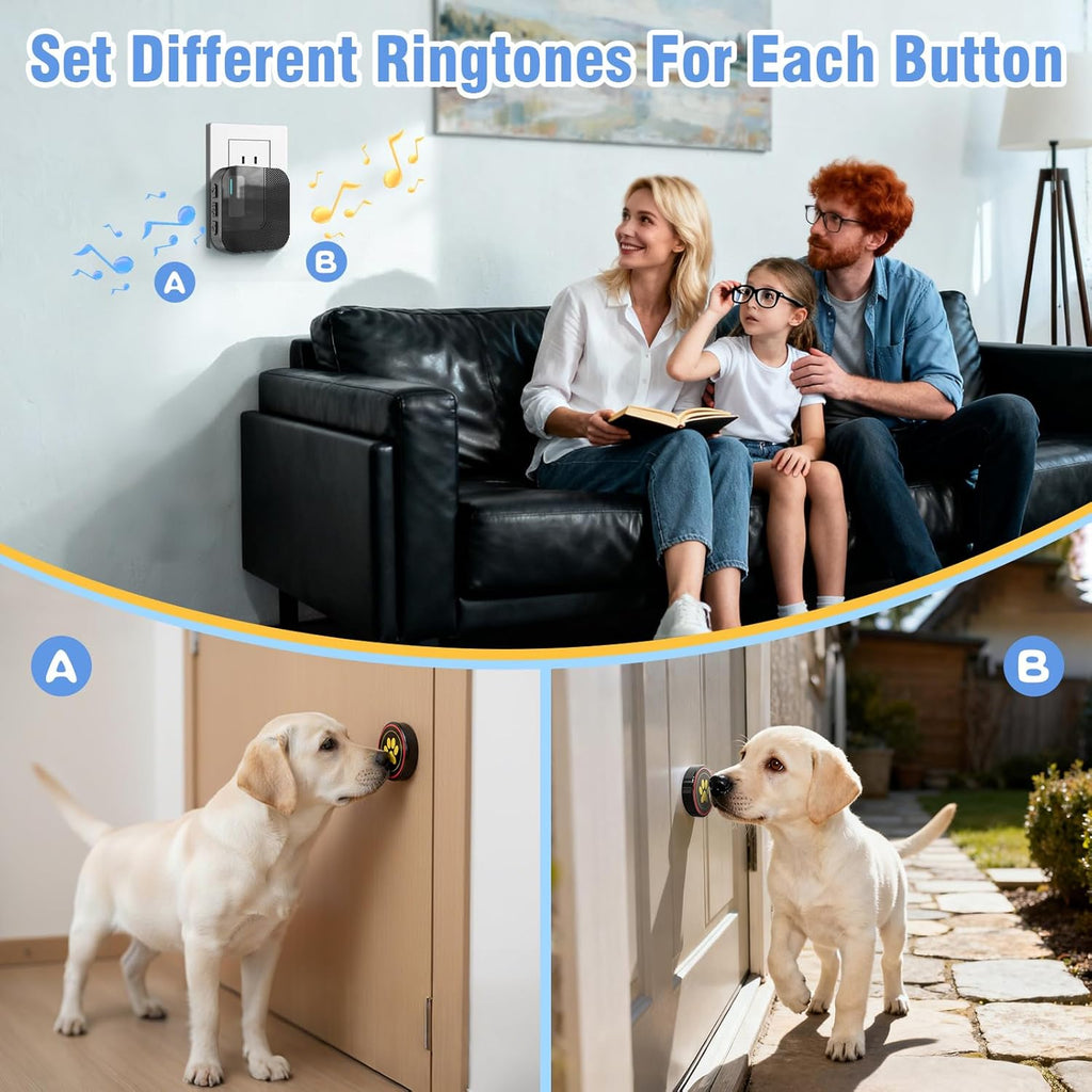 WiFi Smart Dog Doorbell with App Alerts – Long Range, Waterproof Potty Training Bell
