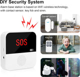 WiFi Door Alarm System, Wireless DIY Smart Home Security System, with Phone APP Alert, 8 Pieces-Kit (1 Alarm Base Station 5 Door Window Sensors 2 Key Fobs) for House, Apartment 2.4GHz Wi-Fi Only CallToU