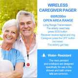 Daytech Caregiver Pager Call Button for Elderly Monitoring - Wireless Nurse Call Bell with 600+ Feet Range