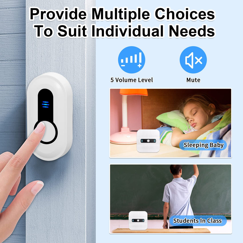 CallTou Wireless Doorbell Battery Powered Door Bell Chime Waterproof ...