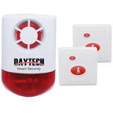 Daytech Strobe Siren Alarm System: Powerful Outdoor Security with Red Flashing Siren and Remote Panic Buttons