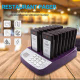 CallToU Paging System with 16 Coaster Pagers and 1 charging base for Restaurant Cafe Shop Portable vibration and alert coaster pager CallToU