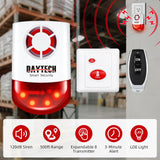 Système d'alarme à sirène stroboscopique Daytech : sécurité extérieure puissante avec sirène clignotante rouge et boutons de panique à distance
