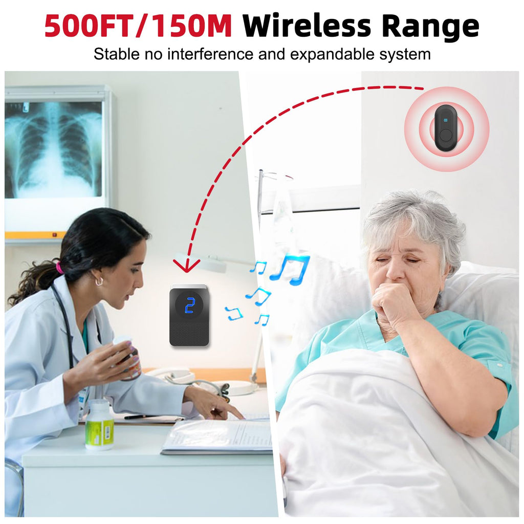 Daytech Wireless Caregiver Pager System - 500ft Range, Smart Nurse Cal ...