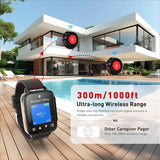 Ensure elderly safety with CallToU's 1000+ft range nurse alert button system. IP67 waterproof smart watch and 2 SOS panic buttons included（复制） CallToU